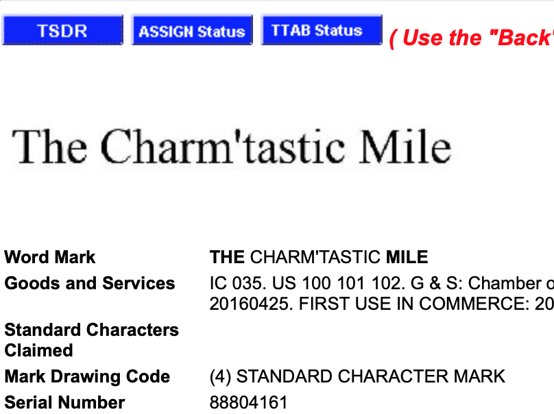 Charm'tastic Mile Trademark 